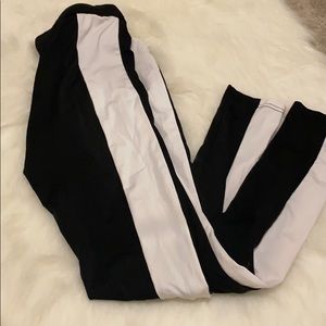 black leggings with white stripe on sides